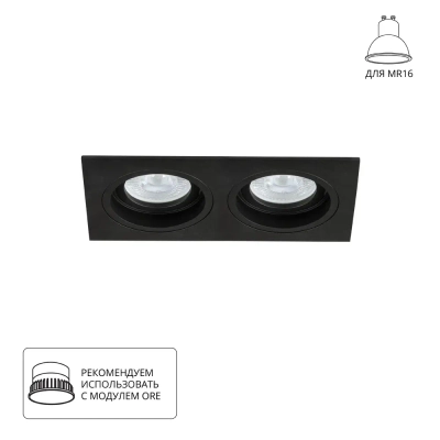 Точечный встраиваемый светильник Arte Lamp TARF A2178PL-2BK, 2хGU10