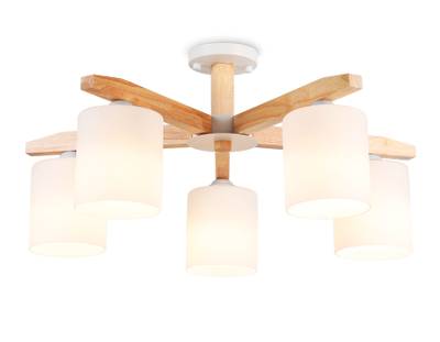 Подвесная люстра TR83113/5 WH/LW белый/светлое дерево E27/5 max 40W D700*325