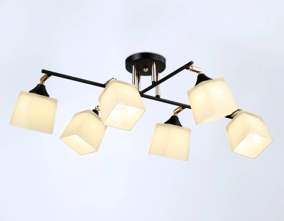 Светильник подвесной TR303089/6 BK/FGD/FR черный/золото/белый матовый E27/6 max 40W 800*580*250
