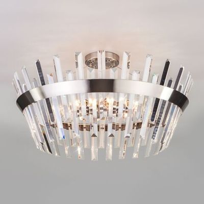 Умный потолочный светильник с хрусталем 10111/8 сатин-никель/прозрачный хрусталь Strotskis