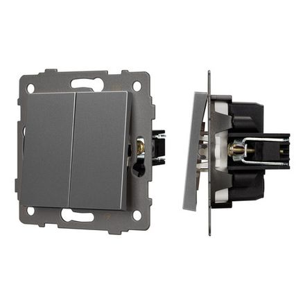 Механизм выключателя двухклавишный проходной SWT-MKP2-PL-GR-V (250V, 10A) (Arlight, -)