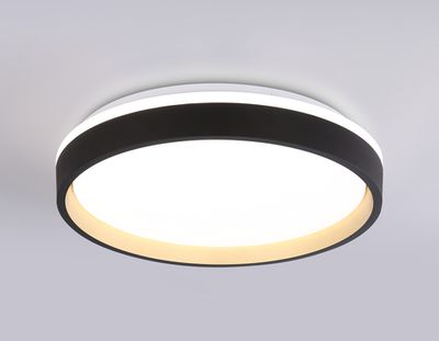 Потолочный светодиодный светильник с пультом FZ604 BK/GD черный/золото IP20 46W 3000K-6500K+RGB D390*80 (ПДУ ИК)