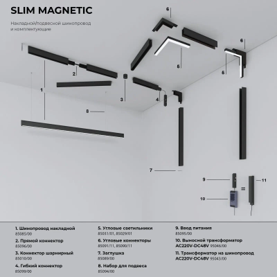 Slim Magnetic SL01 Трековый светильник 6W 4200K черный 85004/01