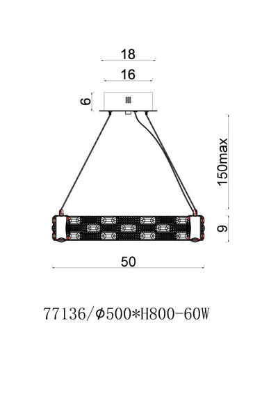 Люстра подвесная Festo Gold FL1051-6P, LED