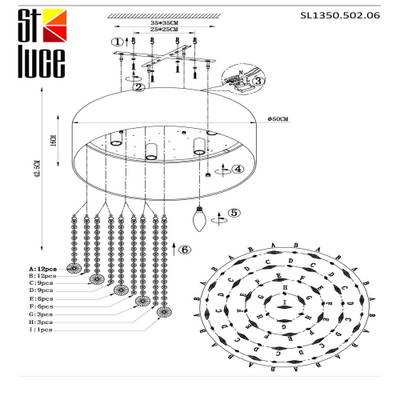 SL1350.502.06 Светильник потолочный ST-Luce Хром/Белый, Золотистый, Прозрачный E14 6*40W