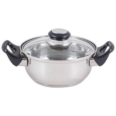 Кастрюля из нерж стали с крышкой (стекло) BAK-01, 1,4 л, ручки - бакелит, , без ТМ