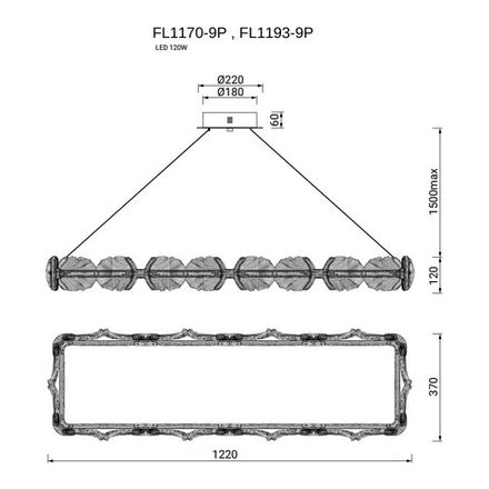 Люстра подвесная Pianta Silver FL1193-9P, LED