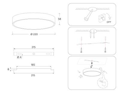 Светильник светодиодный потолочный FV5519 WH белый LED 26W 3000K D220*58 (Без ПДУ)