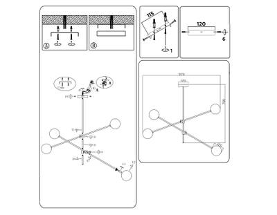 Подвесной светильник TR2507/4 BK/BS черный/латунь G9/4 max 10W D970*700