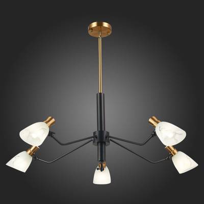 SLE205403-05 Люстра подвесная Черный, Латунь/Белый E14 5*60W