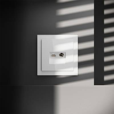 VLS060701 Розетка телевизионная встраиваемая VOLTUM S70 TV+RJ45 кат. 6, (белый глянцевый). (ТМ Maytoni)