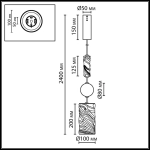 5450/18LB L-VISION ODL_EX26 015 коричневый/античная бронза/металл/керамика/хрусталь/акрил Подвес LED x 18W 2000К/3000K/4000K/переключ. RIVERA