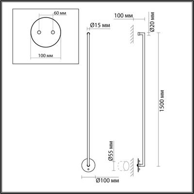 7022/18WL HIGHTECH ODL25 245 Настенный встраиваем. светильник металл/акрил IP20 LED 3000K 220V TEO