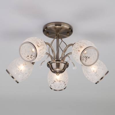 Люстра с плафонами с узором 30026/5 античная бронза