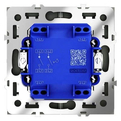 VLS020608 Выключатель с самовозвратом встраиваемый VOLTUM S70 двухклавишный 10А, (черный матовый). (ТМ Maytoni)