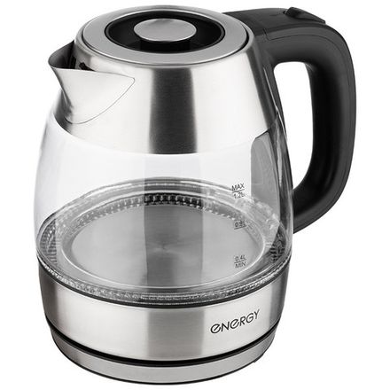 Чайник Energy E-222 (1,2 л), стекло, пластик, цвет черный
