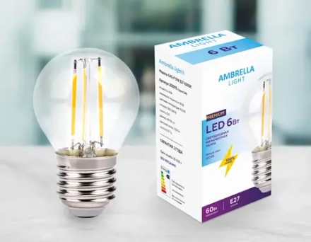 Светодиодная лампа Filament LED G45-F 6W E27 4200K (60W)