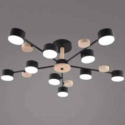 03758-0.3-10 BK+WOOD GX53 светильник потолочный Reluce, GX53х10