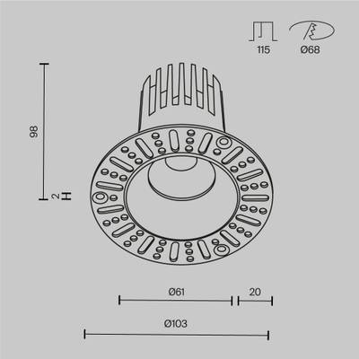 Встраиваемый светильник Dip Hight 3000K 15Вт 50° DL121-15W-3K-TRS-B. TM Maytoni