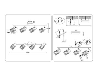 Светильник накладной TR8670/4 BK/SB чёрный/бронза E14/4 max 60W 760*100*190