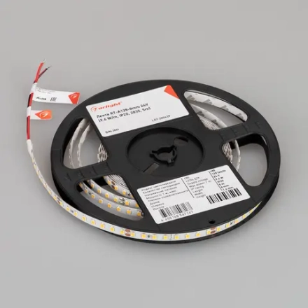 Лента RT-A128-8mm 24V Day5000 (10 W/m, IP20, 5m) (Arlight, высок.эфф.150 лм/Вт)