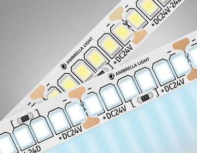 Светодиодная лента GS3403 2835 240Led/ 20W m/ 24V IP20 6500K/ 5000*10*1.2mm/ кратность резки 25mm (2 конт.)