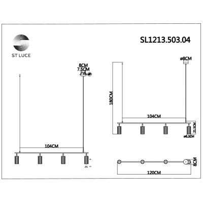 SL1213.503.04 Светильник подвесной ST-Luce Белый/Белый GU10 4*5W 4000K