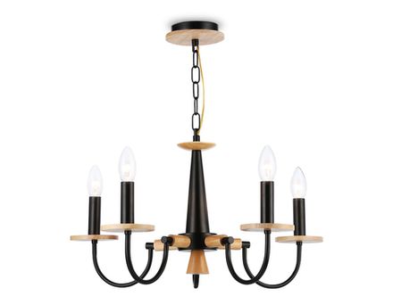 Светильник подвесной TR9593/5 BK/LW черный/светлое дерево E14/5 max 40W D555*660