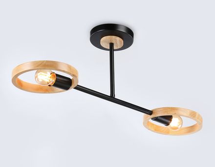 Подвесной светильник со сменной лампой TR8244/2 BK/LWD черный/светлое дерево E27/2 max 40W 590*165*220