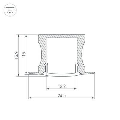 Профиль с экраном ALU-SLIM-H15-F-2000 ANOD+FROST (Arlight, Алюминий)