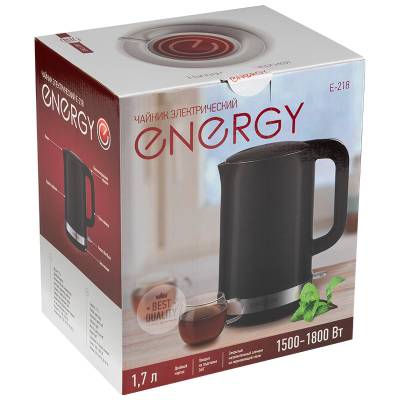 Чайник Energy E-218 (1,7 л), черный, двойной корпус