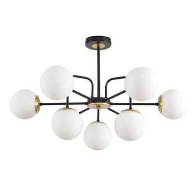 8375/9C MODERNI LN черный/латунь/белый, металл/стекло Люстра потолочная E27 9*60W 220V ELRONA