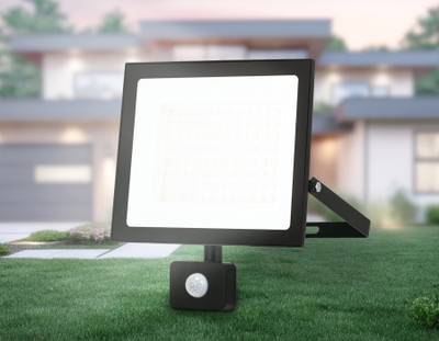 Прожектор светодиодный с датчиком движения ST8115 BK черный IP65 LED 6500K 100W 208*178*31
