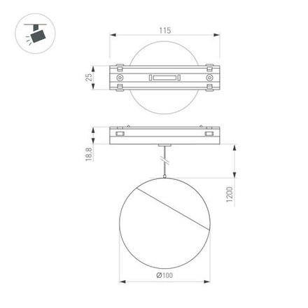 Светильник MAG-VIBE-EMISFERO-HANG-R100-6W Warm3000 (BK, 130 deg, 48V) (Arlight, IP20 Металл, 5 лет)