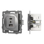 Механизм USB розетки SCT-MUAC-PL-GR-V (5V, 3A, QC4) (Arlight, -)