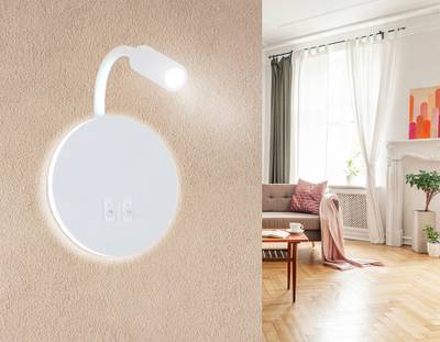 Настенный светодиодный светильник с выключателем FW295 SWH белый песок LED 6400К+4200K 6W+3W D150*163