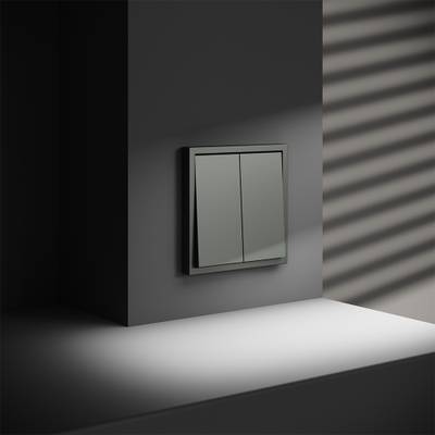 VLS020606 Выключатель с самовозвратом встраиваемый VOLTUM S70 двухклавишный 10А, (титан) (ТМ Maytoni)