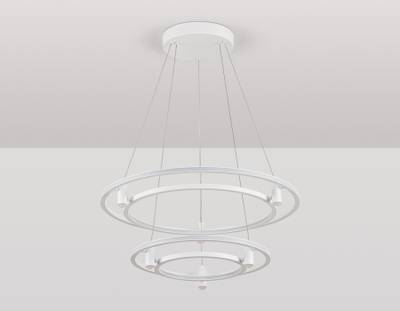 Светильник подвесной светодиодный FL5542/2+6 WH белый 90W 3000K/4200K/6400K D600/400*1300 (без ПДУ)