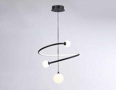 Подвесной светодиодный светильник с пультом управления FL66303 BK черный 39W 3000K-6400K+G9 D500*1200 (ПДУ ИК)