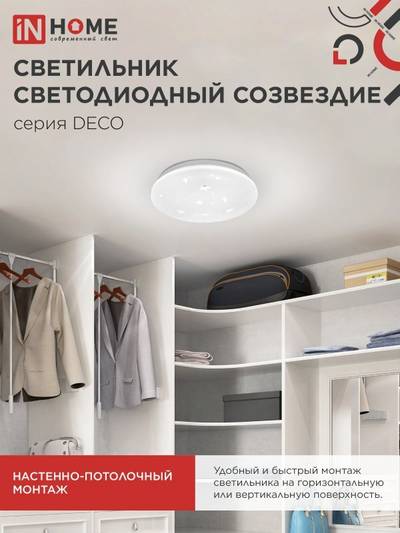 Светильник светодиодный DECO СОЗВЕЗДИЕ 18Вт 6500К 1620лм 230В 260х55мм IN HOME 4690612022239