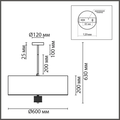8108/7C MODERNI LN26 182 латунь титаниум/серый, металл/текстиль/стекло Люстра потолочная E14 7*40W 220V DAMONA