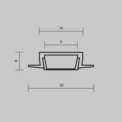 Алюминиевый профиль встраиваемый с накладным фланцем 22x6 (Черный, 2 м), ALM-004-B-2M 632010