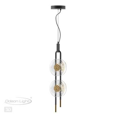 5407/23L MODERN ODL_EX24 135 черный/золотой/металл/стекло Подвес LED 23W 3000K 1940Лм MAGNET