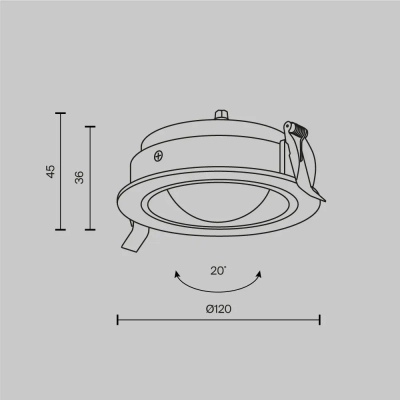 Встраиваемый светильник Линза / Lens 12 Вт 4000 К 70° IP44, DL105-12W4K-B. TM Maytoni