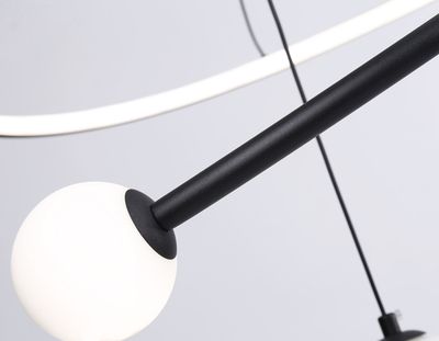 Подвесной светодиодный светильник с пультом управления FL66303 BK черный 39W 3000K-6400K+G9 D500*1200 (ПДУ ИК)