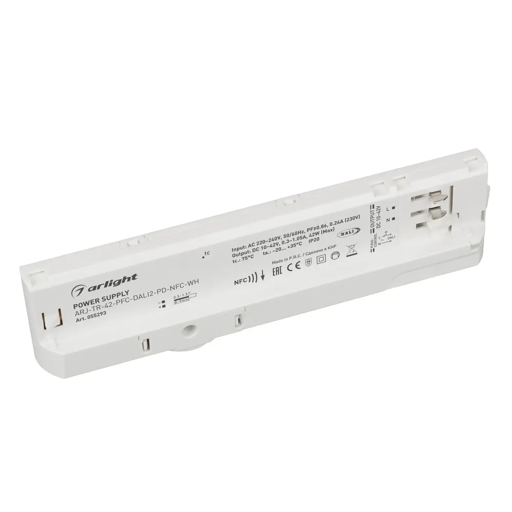 Блок питания для трековых систем ARJ-TR-42-PFC-DALI2-PD-NFC-WH (42W, 10-42V, 0.3-1.05 A, 4TR) (Arlight, IP20 Пластик, 5 лет) Блок питания для трековых систем ARJ-TR-42-PFC-DALI2-PD-NFC-WH (42W, 10-42V, 0.3-1.05 A, 4TR) (Arlight, IP20 Пластик, 5 лет)