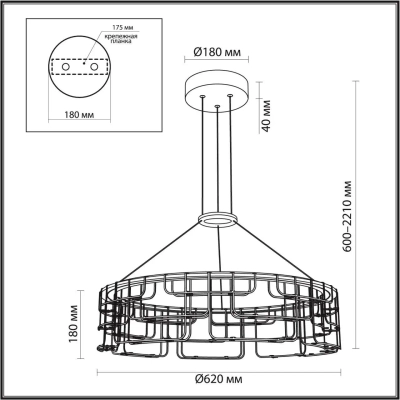 7060/44L HIGHTECH ODL26 287 светильник нерж/сталь золото IP20 LED 44W 3960Лм 3000K 220V ZAHA