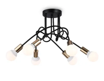 Потолочный светильник в стиле лофт TR80419/5 BK/GD черный/золото E27/5 max 60W D690*370