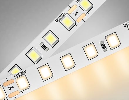 Светодиодная лента GS3101 2835 120Led/ 10W m/ 24V IP20 3000K/ 5000*8*1.2mm/ кратность резки 50mm (2 конт.)
