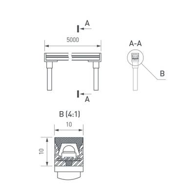 Грейзер SPI THOR-TOP-B70-10x10mm 24V RGB (15 W/m, IP67, 5m, wire x2) (Arlight, Вывод вниз, 3 года)